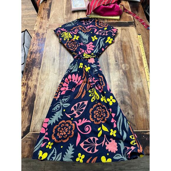 BODEN Women\'s Floral Tropical Tie Waist Thomasina Jersey Midi Shirt Dress  Size 6